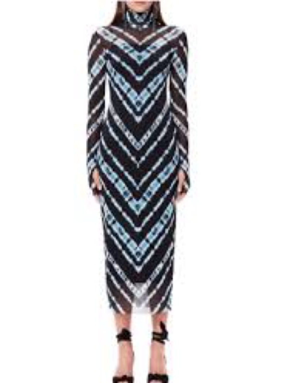 AFRM Shailene Long Sleeve Print Mesh Dress